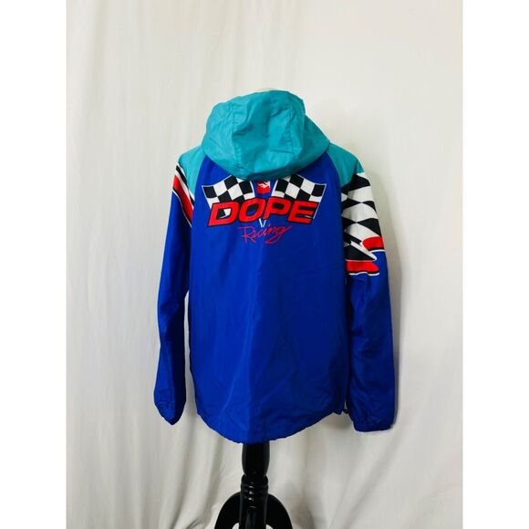 Dope Racing Jacket Men's Blue Circuit Windbreaker Full Zip Hooded Size Small - Picture 4 of 8